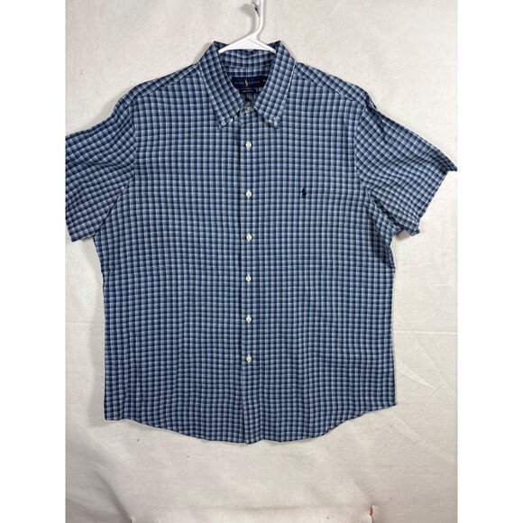 Ralph Lauren Mens Indigo Oxford Plaid Button-Down Shirt XL - Picture 1 of 9